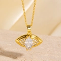 Collier œil protecteur doré avec pendentif en zircon marquise sur support pierre - Style Œil en Zircone Marquise Doré (BXL0342-46)