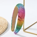 Rainbow gradient rhinestone headband with high-density crystals and non-slip velvet lining - Rainbow Gradient Full Rhinestone