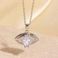 Collier pendentif œil maléfique en argent avec zircon transparent en acier titane - Style Œil en Zircone Marquise Argenté (BXL0342-50)