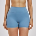 Morandi blaue High-Waist Yoga-Shorts mit nahtlosem breitem Bund für Fitness - S / Cloisonné