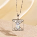 Collier avec pendentif œil maléfique carré, zircon marquise et cristaux brillants - Style Carré à Marquise Transparente Argenté (BXL0342-57)