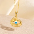 Collier mauvais œil doré avec pendentif goutte en zircon bleu sur pierre - Style Mauvais Œil Goutte en Zircone Doré (BXL0342-75)