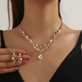 Golden vine leaf jewelry set with sparkling crystals and teardrop pendants - 2-Piece Set(GT25277) / Gold