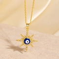 Collier étoile dorée avec pendentif œil maléfique bleu et cristaux étincelants - Style Mauvais Œil Étoile à Huit Branches Dorée (BXL0342-90)