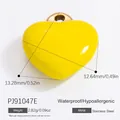 Yellow heart stainless steel pendant charm size chart showing dimensions and weight - Bright Yellow Heart Style (PJ91047E) / 1 Piece