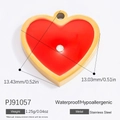 Golden heart pendant charm with red enamel and white diamond center in stainless steel - Red Zircon Heart Style (PJ91057) / 1 Piece