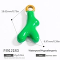 Green coral heart pendant in stainless steel, waterproof and hypoallergenic finish - Bright Green Organic Style (PJ91218D) / Set of 3