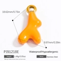Polished orange heart pendant in stainless steel with golden loop for DIY jewelry making - Bright Orange Organic Style (PJ91218E) / Set of 3
