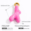 Pink coral-shaped stainless steel pendant with gold ring for DIY jewelry making - Bright Pink Organic Style (PJ91218F) / Set of 3