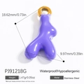 Purple glazed stainless steel moon heart pendant with gold bail and waterproof finish - Purple Organic Style (PJ91218G) / Set of 3