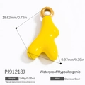 Yellow heart pendant in stainless steel with dimensions shown on a white background - Bright Yellow Organic Style (PJ91218J) / Set of 3