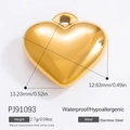 Polished gold stainless steel heart pendant with measurements 13.2mm and 2.7g weight - Gold Glossy Heart Style (PJ91093) / 1 Piece