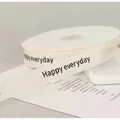Beige 2cm Happy Everyday ribbed ribbon for elegant bouquet and gift box packaging - English Happy Everyday (Grosgrain Ribbon)