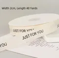 Creamy white 2cm grosgrain ribbon with black Just For You text for gift wrapping - English JUST (Grosgrain Ribbon)
