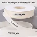 Beige grosgrain ribbon with black THANK YOU print, 2cm wide and 40 yards for gift wrapping - English Thank You (Satin Ribbon)