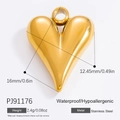Polished golden 3D heart pendant in stainless steel, waterproof and hypoallergenic - Gold 3D Heart Style (PJ91176) / 1 Piece