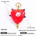 DIY red heart pendant in gold-plated stainless steel with white swirl resin pattern - Red Swirl Texture Heart Style (PJ91234) / 2 Pcs/Set