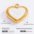 Gold stainless steel heart pendant with dimensions 11.12mm x 11.28mm and weight 1.47g - Gold Polished Heart Style (PJ91033) / 1 Piece