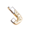 Two-tone gold and silver letter J pendant with hammered texture and pave zircon - Letter: J