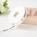 Creamy white ribbed ribbon with festive cake print and Chinese blessing text - Black Text - Happy Beyond Birthday