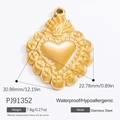 Sacred heart charm in golden stainless steel with dimensions for DIY jewelry making - Gold Sacred Heart Flame Style (PJ91352) / 1 Piece
