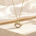 Collier œil porte-bonheur doré avec zircons colorés sur base pierre et satin - Style Feuille Ajourée Dorée en Zircone Multicolore (BXL0342-149)