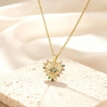 Collier cœur doré avec pendentif œil maléfique en zircon coloré sur pierre et tissu doux - Style Cœur Ajouré en Zircone Multicolore (BXL0342-141)