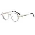 Steampunk silver metal square sunglasses with industrial spring hinge details - Silver Frame Clear Lens