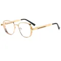 Steampunk gold metal square glasses with vintage industrial spring temples and black tips - Gold Frame Clear Lens