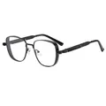 Steampunk rectangular sunglasses with matte black metal frame and spring hinges - Black Frame Clear Lens