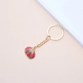 Gold keychain with a textured pink shell pendant for beach style accessories - 27# (Gold Spiral Conch)