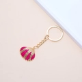 Pink and gold seashell shell keychain with gold-plated plating and enamel finish - 26# (Polished Gold Conch)