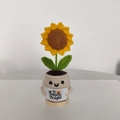 Handmade crochet sunflower potted plant with The Future is Bright card in beige pot - Single Sunflower (No Base)