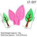 Pink leaf-shaped silicone mold for cake decorating including two different leaf sizes - Leaf Design / Pink
