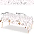 Pink cow print baby shower tablecloth 137x274cm with Holy Cow theme and highland cow graphic - Pink Highland Cow Baby Shower