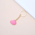 Pink glitter shell keychain with gold metal ring and elegant beach scallop pendant - 37# (Gold Silver 3D Shell)