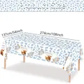 Blue cow print rectangular tablecloth for baby shower party size 54 x 108 inches - Blue Highland Cow Baby Shower