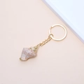 Natural sea shell keychain with golden metal cap and spiral pink conch pendant - 17# (Gold Edge Natural Conch)