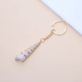 Gold-trimmed spiral seashell keychain with golden link chain and ring accessory - 21# (Light Brown Striped Spiral Shell)