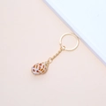Natural seashell keychain with golden metal ring and brown checkered pattern shell - 12# (Red Brown Spotted Polished Shell)