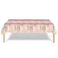 Pink 18th birthday party tablecloth with rose gold glitter and Happy Birthday design - Diamond Pink Milestone Birthday