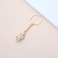 Natural sea shell keychain with elegant gold plated conch and polished metal ring - 20# (Gold Trim Natural Conch)