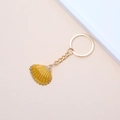 Golden seashell keychain featuring yellow glitter finish and sturdy metal ring - 38# (Bright Yellow Scallop)
