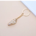 Golden edged natural seashell keychain accessory for beach style fashion bags - 39# (Natural Cone Snail with Gold Paint)
