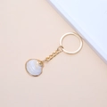 Ocean style seashell keychain with gold-plated edges and polished metal ring - 42# (White Shell Shape Pendant with Gold Edge)