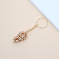 Natural seashell keychain with golden metal ring and brown speckled shell pendant - 60# (Brown Spotted Shell)