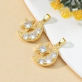Gold star and moon pendant charms set with sparkling cubic zirconia stones for necklaces - J-Star and Moon Set
