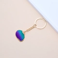 Golden shell keychain with purple and blue gradient enamel finish for beach theme - 63# (Purple Blue Green Gradient Shell)