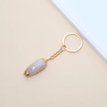 Natural seashell keychain with golden conch shell pendant and metallic finish - 56# (Brown Spotted Tapered Shell)