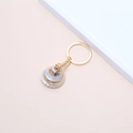 Golden spiral seashell keychain with pearl white enamel and polished metal ring - 57# (Gold White Two-tone Spiral Shell)